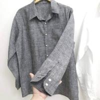 ราคา เสื้อลินิน เสื้อเชิ้ต ลินินแขนยาว สีเทาไซด์XL (18123642655)