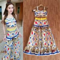 ราคา ส่งต่อ Set เสื้อ cop +กระโปรงลายพิม ป้าย Orange Juice (7343005342)