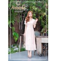 ราคา งานป้าย natnicha เดรสยาวลูกไม้ฉลุไซส์ S มือ 1 ป้ายห้อย ชุดใส่ทำบุญ (5555490656)