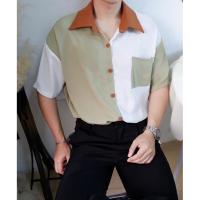 ราคา เสื้อเชิ้ตแขนสั้นทูโทนเขียว (14578013355)