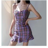 ราคา เดรสสายเดี่ยว รุ่น977 ลายสก็อต ชุดเดรสสั้นลายสก๊อต (3074940540)