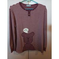 ราคา เสื้อยืดแขนยาวสีม่วงเข้มลายทางขาว/จุดขาวลายหมีน้อยน่ารัก,ตอนยืดเสื้อลายขอบขาวจะแตกตามรูปนะคะ*Saleส่งฟรี+ของแถมค่ะ. (14111687232)