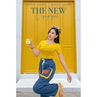 ราคา VALLEY GIRL เซตกางเกงขายาวผ้ายีนส์ เสื้อครอป (22677059380)