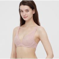 ราคา บราลูกไม้ไร้โครง สีชมพู uniqlo (13835200558)