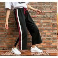 ราคา กางเกงขายาวผ้าวอมผ้าด้านข้าง แต่งแถบแดงขาว (732073664)