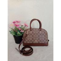 ราคา COACH F58295IM/Khaki/Sanddle 2กระเป๋าทรงโดมมินิ หนังแคนวาสลายซี ที่ฐานหนังแท้ (6138531413)
