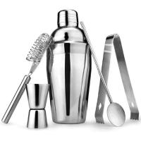 ราคา บาร์เทนเดอร์ ชุดสแตนเลส 5 ชิ้น ชุดบาร์เทนเดอร์ อุปกรณ์บาร์เทนเดอร์ Bartending Kit Bar Basic Bartender Set Cocktail Shaker (23980417480)