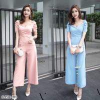 ราคา Jumpsuit จั้มสูทขายาวคอเหลี่ยมไขว้หน้า (1394867293)