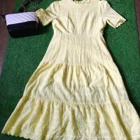 ราคา เดรสสีเหลือง ลูกไม้ สาวอวบ (2260910895)