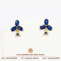 ราคา ต่างหูไพลินจันท์ ต่างหูพลอยแท้ ตัวเรือนทองคำแท้ 90% สินค้าใหม่ มีใบรับประกันจากทางร้าน (10410920783)