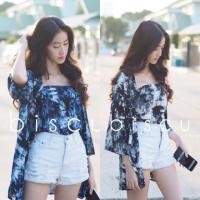 ราคา Setเสื้อเกาะอก+เสื้อคลุม ผ้ามัดย้อม (197889442)