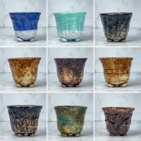 ราคา [Size 9cm]กระถางปูน ปากแตร "3นิ้ว กว่าๆ" งานปั้นมือเคลือบสี กระถางแคคตัส กระถางกระบองเพชร กระถางต้นไม้ (3779604974)