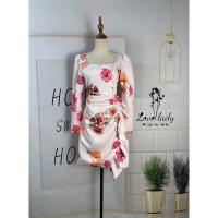 ราคา ป้ายLove Ladyเดรสสั้นลายดอก แบบน้องมุกดาใส่ คอเหลี่ยม แขนยาว กระโปรงแต่งระบายข้างน่ารักๆเข้ารูป ดาราใส่ (9247545753)