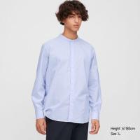 ราคา เสื้อเชิ้ตคอจีน Uniqlo size S แขนยาวสีฟ้า(มือสอง) (7461774046)
