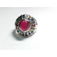 ราคา แหวนเงินเเท้92.5% แหวนกลมล้อมพลอยนพเก้า (9964149443)