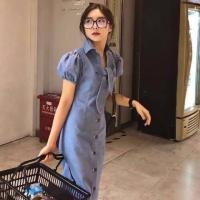 ราคา เดรสยีนส์ ทรงเข้ารูป ผ้ายีนส์นิ่ม แขนพองตุ๊กตา (6433157408)