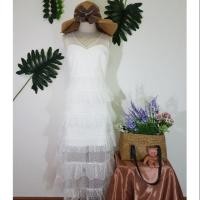 ราคา ชุดเดรสสีขาว ป้าย one one ลูกไม้ตาข่ายลายจุด (1242587358)