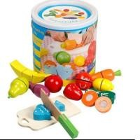 ราคา ของเล่นเด็กชุดหั่นผักผลไม้ทำจากไม้มี11 ชนิด พร้อมถัง มีด เขียง (2960958575)