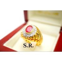 ราคา "แหวนทองทับทิมน้ำหนักเม็ดละ 2.86 กะรัต ล้อมเพชรเม็ดละ 5 ตังน้ำ100% พร้อมใบรับรองสินค้า เคลือบทองคำแท้100%" (20204964876)