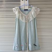 ราคา (มือสอง)เสื้อแขนกุดวินเทจสีเขียว ปกลูกไม้ (19573810417)