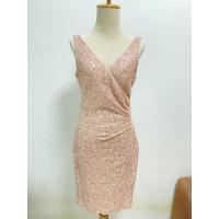 ราคา วิบวับ เดรสลูกไม้ปักเลื่อม เดรสออกงานVince Camuto สีชมพูRose gold (12966638992)