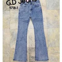 ราคา กางเกงยีนส์ขาม้าเอวสูงผ้ายืด สีซีด GD9718 (18591029141)