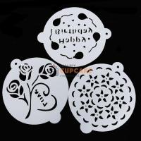 ราคา แผ่นลายฉลุ สเตนซิล Stencil ทำลาย วันเกิด วาเลนไทน์ ดอกไม้ 3 ชิ้น/ชุด ขนาด 20.5 ซม. (4260575735)