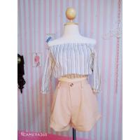 ราคา เสื้อครอปเชิ้ตปาดไหล่เอวจั้มมือ2 (6159349294)
