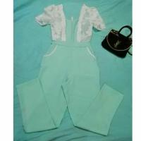 ราคา จั๊มสูท ขายาวแฟชั่น สีเขียวมิ้น (9417054228)