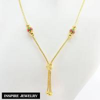 ราคา Inspire Jewelry , สร้อยคอทองสังวาลย์ ลายบล็อก ลงยาคุณภาพ หุ้มทองแท้ พร้อมถุงกำมะหยี่ (746292469)