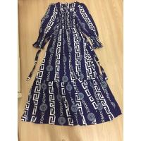 ราคา แม๊กซี่เดรสผ้าซีฟองพิมพ์ลายVersaceสีน้ำเงินนาวี (20665348172)