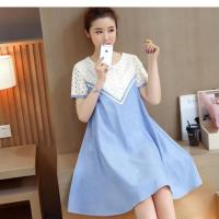 ราคา ชุดคลุมท้อง สีฟ้าอ่อน ช่วงอกเป็นผ้าฉลุลายพร้อมเชือกผูกหลัง (7339632340)