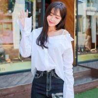 ราคา เสื้อเชิ้ตเปิดไหล่ข้างเดียว เเขนยาว (1369242460)
