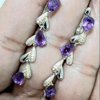 ราคา ต่างหู อเมทิสต์ (Amethyst) สวย เก๋ สะดุดตา ตัวเรือนเงิน 925 (4337630634)