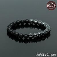 ราคา หินนิลด้าน Matte Onyx + แร่เฮมาไทต์ Hematite ขนาด 8 มิล หินแท้ 100% หินนิลกาฬ หินสีดำ เพชรดำ หินสีเงิน หินมงคล (2354289953)