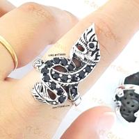ราคา แหวนพญานาค มณีสีดำ นิล แหวนเงินแท้ รมดำ พลอย (CZ) YTG-5865 (13763475093)