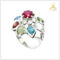 ราคา แหวนนพเก้า ตามตำราโบราณ เงินแท้925 ชุบทองคำขาว แหวนพลอยแท้ (9011301484)