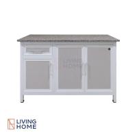 ราคา เคาน์เตอร์ครัวหน้าเรียบ 120 cm. รุ่น GA-811A ท็อปหิน สีลายผ้าเทา |Livinghome (12744571924)