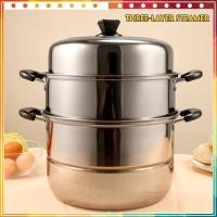 ราคา A2407 หม้อนึ่ง ซึ้ง สแตนเลส 2 ชั้น ขนาด 28 ซม. 30 ซม. ใช้กับเตาแม่เหล็กไฟฟ้าได้ ( หม้อ หม้อ 2 หู กระทะ ซึ้งนึ่ง ) (22747072111)