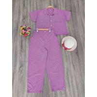 ราคา ชุดเซทขายาวสาวอวบอ้วนเสื้อคอปกแขนสั้น+กางเกงขายาว (11215337181)