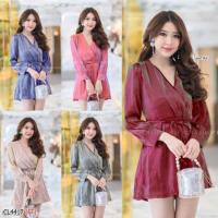 ราคา นางแบบใส่งานขายจริง จั๊มสูทขาสั้นอกไขว้แขนยาวสี ครีม ฟ้า ส้ม เขียว แดง ใส่เที่ยวออกงานได้ค่า 11167 4417 (3244600059)