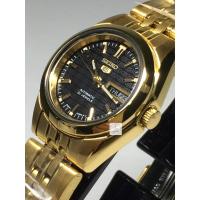 ราคา นาฬิกา ไซโก้ ผู้หญิงเรือนทอง Seiko 5 รุ่น SYMA40K Automatic Women Watch ตัวเรือนและสายแสตนเลสชุบทอง หน้าปัทม์สีดำ (5640482757)