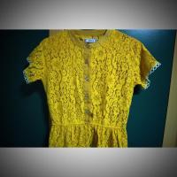 ราคา เสื้อสีเหลืองลูกไม้ มือสอง✌Brand LAMODA (6018198915)