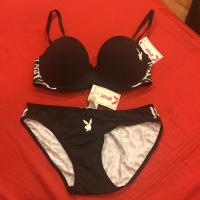 ราคา ชุดชั้นใน Playboy ของใหม่ป้ายห้อย bra 32D, bikini M สายถอดได้ มีโครง ฟองน้ำกลาง ขาย 350.- ทั้งเซตค่ะ (462826058)