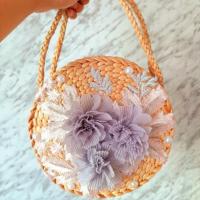 ราคา กระเป๋าสานผักตบชวาNatural Woven bags Hand Woven Summer ทรงถือหน้ากลม หน้ากว้าง7.5นิ้ว (3602625808)