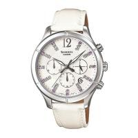 ราคา Casio Sheen นาฬิกาข้อมือผู้หญิง สายสหนัง SHE-5020L-7A - สีขาว (1489758211)