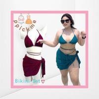 ราคา Ppickme•Bikini set เซ็ทบิกินี่ 3 ชิ้น ✅ ผ้าคลุมเป็นผ้าว่ายน้ำแท้ 100% เนื้อผ้าเด้งๆยืดๆ เป็นสเปนเดกซ์ ไม่อมน้ำ (22576000731)