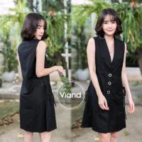 ราคา เดรสแขนกุดคอปกทรงสูท (293239470)