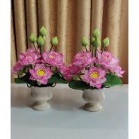 ราคา แจกันสัตบงกชสี่่ทิศ ดอกบัวงานหัตถกรรมบางไทร ทำจากผ้า งานแฮนด์เมค งามมาก แพคคู่ (11952512320)