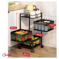 ราคา Delicato ชั้นเหล็กเก็บของทรงเหลี่ยม หมุนได้ 3 ชั้น มีล้อ RB101 ขนาด30×L30×65ซม. สีดำ (20157005245)